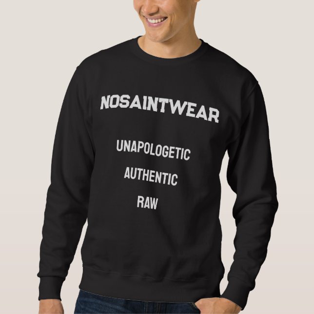 NoSaintWear Wing & Text Sweatshirt (Front)