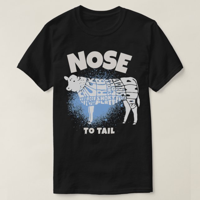 Nose to Tail Cow Carnivore Keto Paleo Diet T-Shirt (Design Front)