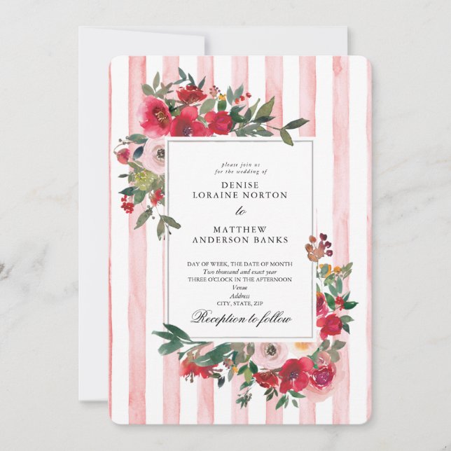 Nosegay Pink Wedding Invitation (Front)