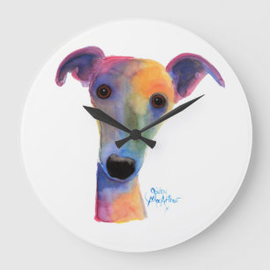 Nosey Dog ' Pansy ' by Shirley MacArthur Large Clock