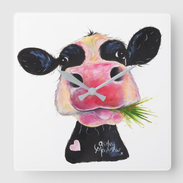 Nosey Friesian Cow ' HURLEY BURLEY ' Wall Clock (Front)