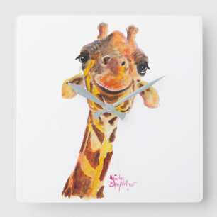 Nosey Giraffe ' Jo ' by Shirley MacArthur Square Wall Clock