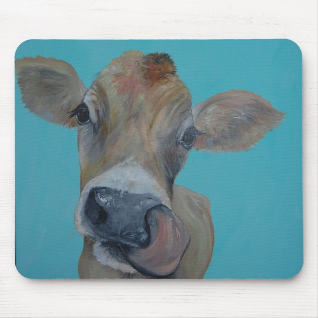 Nosey jersey cow mouse pad (Front)