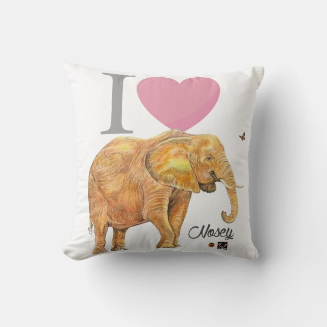 Nosey, One sided throw pillow. Cushion (Front)