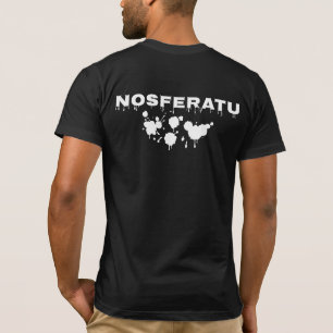 Nosferatu Inspired White on Black Bat Typography T-Shirt