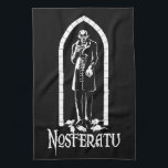 Nosferatu Vampire Tea Towel<br><div class="desc">A drawing based on the original German silent film,  Nosferatu. Creepy actor Max Schreck is perfect for the title role. Here he is surrounded by some minions,  rats.</div>
