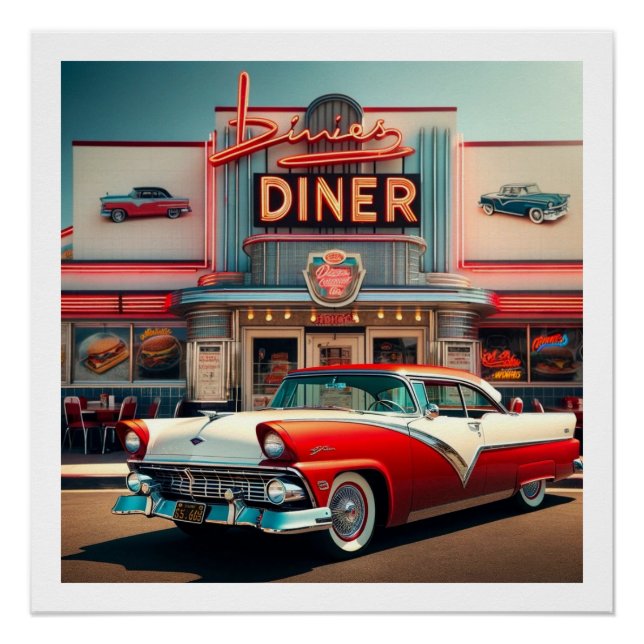 Nostalgia Chevy and Diner  Poster (Front)