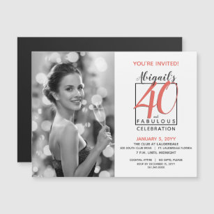 Nostalgic 40 and Fabulous Any Birthday Celebration Magnetic Invitation