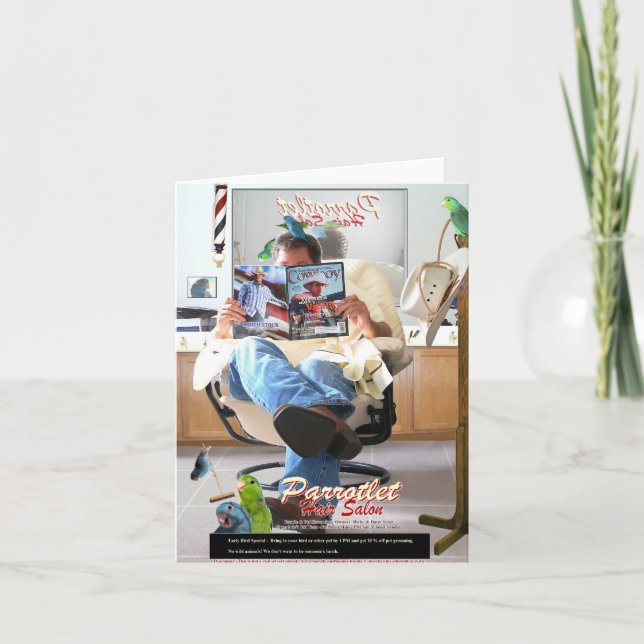 Nostalgic American cowboy at baber shop note card (Front)