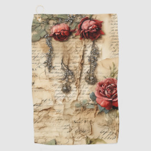 Nostalgic Antique Floral Love Letter Golf Towel