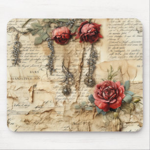 Nostalgic Antique Floral Love Letter Mouse Pad