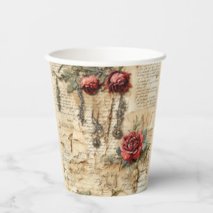 Nostalgic Antique Floral Love Letter Paper Cups