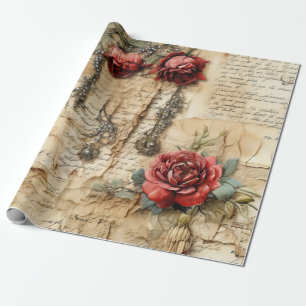 Nostalgic Antique Floral Love Letter Wrapping Paper