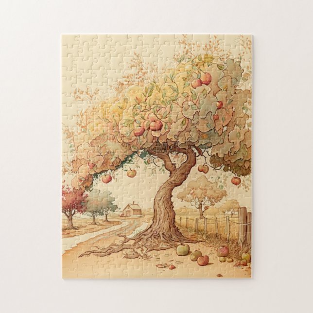 Nostalgic Apple Tree in Autumn Jigsaw Puzzle (Vertical)