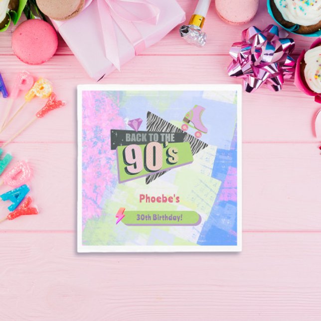 Nostalgic Back to the 90s Retro Birthday Party Napkin (Creator Uploaded)