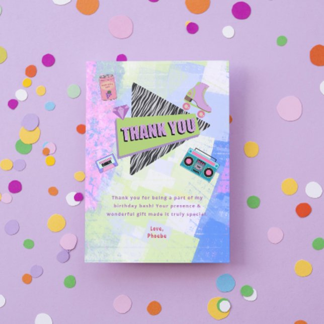 Nostalgic Back to the 90s Retro Birthday Party Thank You Card (Creator Uploaded)
