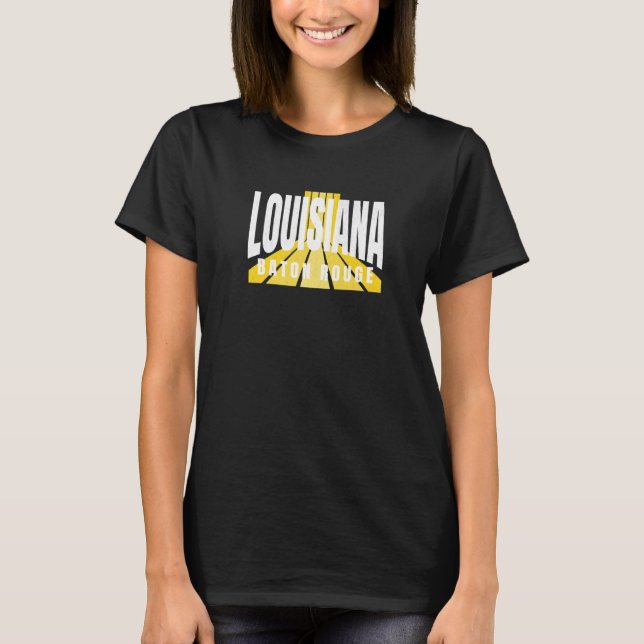 Nostalgic Baton Rouge Cool Purple & Yellow Louisia T-Shirt (Front)