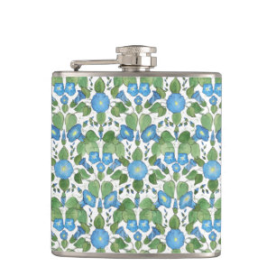 Nostalgic Blue Morning Glory Hip Flask