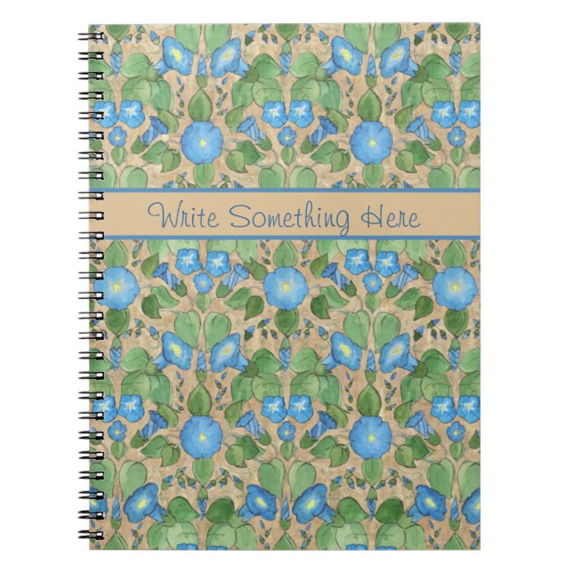 Nostalgic Blue Morning Glory Spiral Notebook (Front)