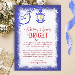 Nostalgic Blue, Red, Gold Bell Holiday Card