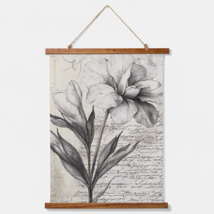 Nostalgic Brown Flower Sketch Antique Paper Hanging Tapestry