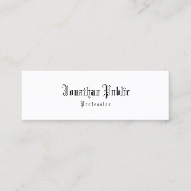 Nostalgic Calligraphed Classic Old Text Template Mini Business Card (Front)