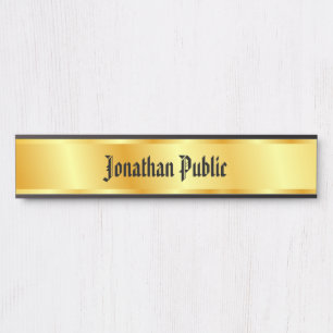 Nostalgic Calligraphed Script Elegant Faux Gold Door Sign