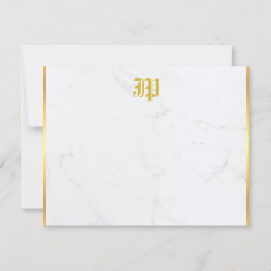 Nostalgic Calligraphic Typed Gold Monogram Marble Card