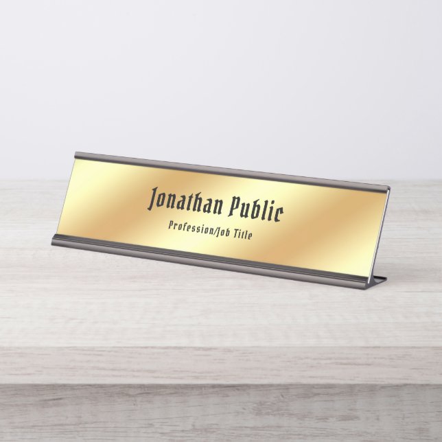 Nostalgic Calligraphy Classic Text Gold Template Desk Name Plate (Front)
