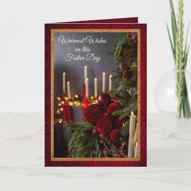 Nostalgic Candlelit Tree Christmas Card (Front)