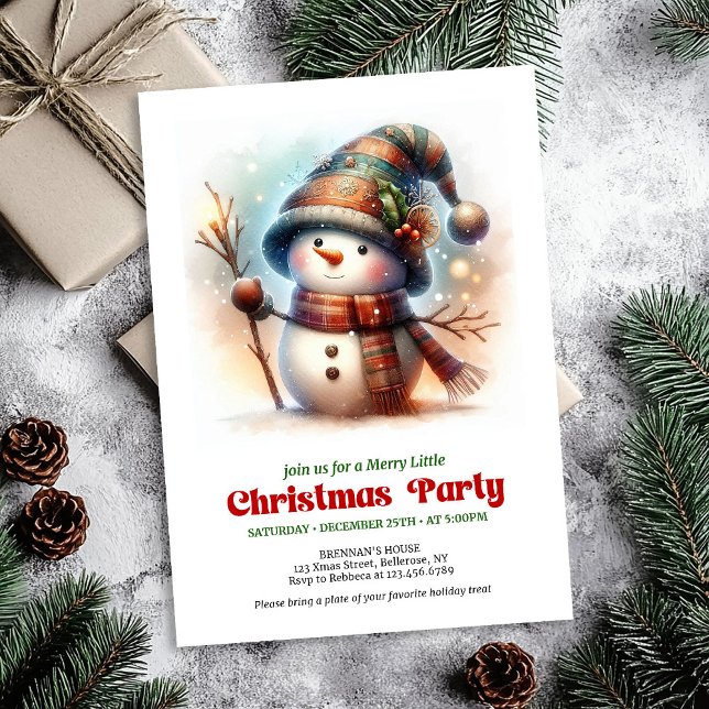 Nostalgic cartoon snowman invite festive printable (Nostalgic cartoon snowman invite festive charm printable

)