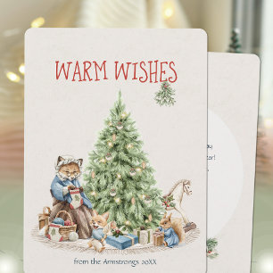 Nostalgic Christmas Animals Watercolor Holiday Card
