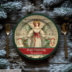 Nostalgic Christmas Paper Plates Elegant Angel Art