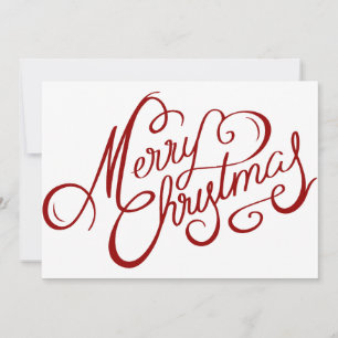 Nostalgic Christmas Red Script Custom text Holiday Card