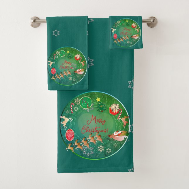 Nostalgic Christmas Santa  Bath Towel Set (Insitu)