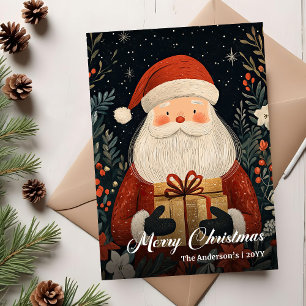 Nostalgic Christmas Santa card elegant folk charm