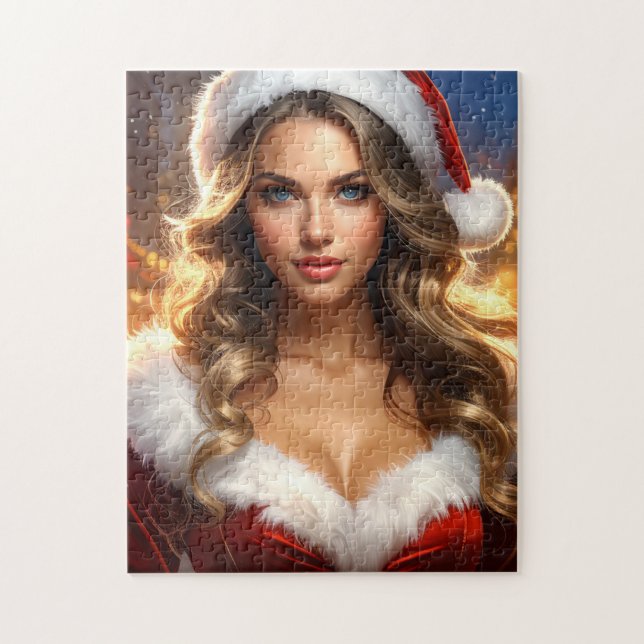 Nostalgic Christmas Santa Girl Jigsaw Puzzle (Vertical)