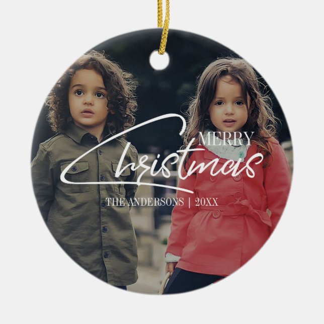 Nostalgic Christmas Script Holiday Ornament (Front)