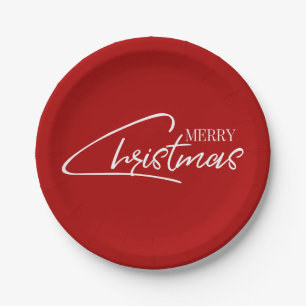 Nostalgic Christmas Script Holiday Paper Plate