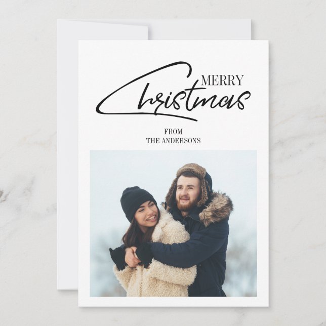 Nostalgic Christmas Script Holiday Photo Card (Front)
