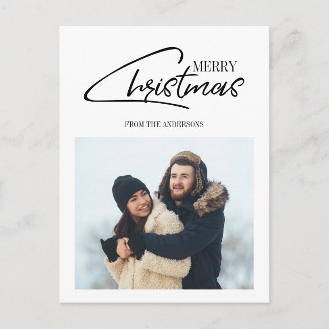 Nostalgic Christmas Script Holiday Photo Postcard (Front)