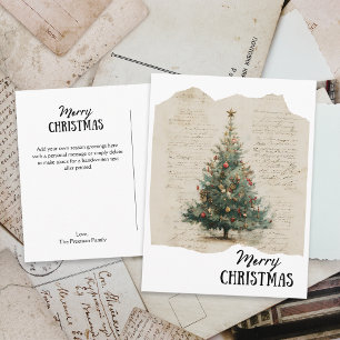 Nostalgic Christmas Tree Vintage Journal Holiday Postcard
