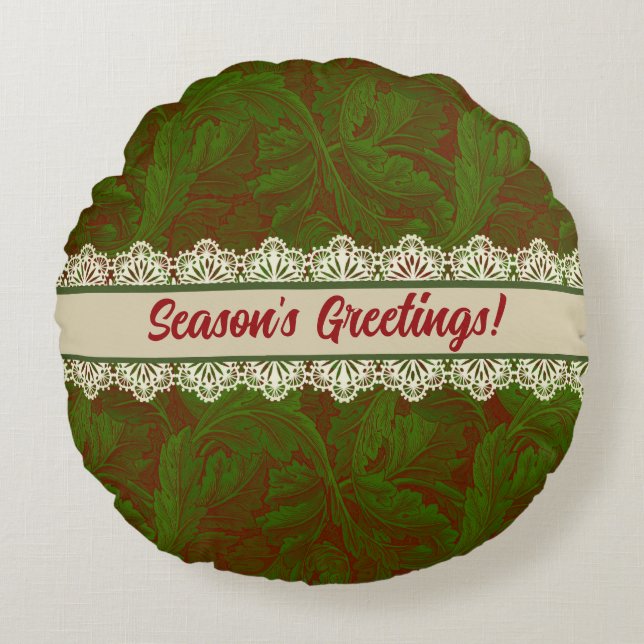 Nostalgic Classic William Morris Pattern Holiday  Round Cushion (Front)