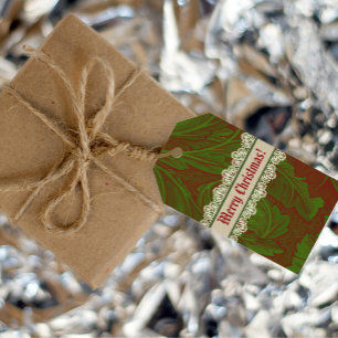 Nostalgic Classic William Morris Red Holiday Gift Tags