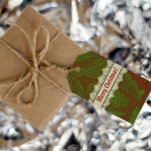 Nostalgic Classic William Morris Red Holiday Gift Tags