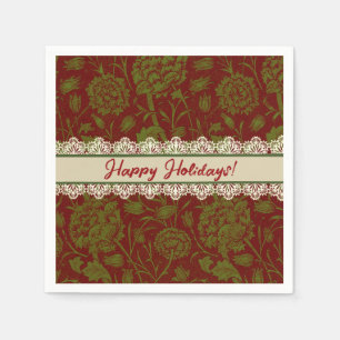 Nostalgic Classic William Morris Red Holiday  Napkin
