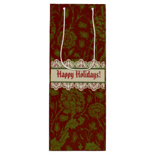 Nostalgic Classic William Morris Red Holiday  Wine Gift Bag