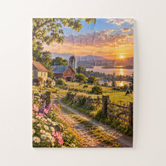 Nostalgic Countryside Sunset Jigsaw Puzzle