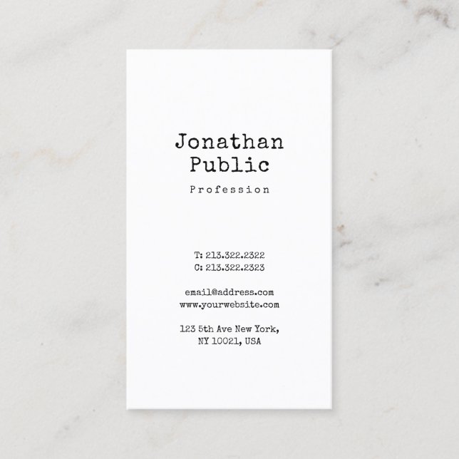 Nostalgic Design Minimalist Plain Retro Trendy Business Card (Front)