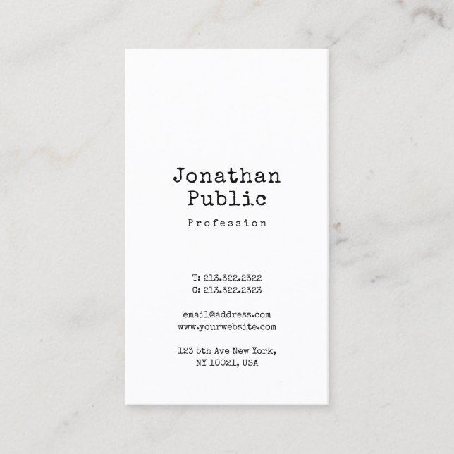 Nostalgic Design Sleek Plain Retro Professional Business Card (Front)